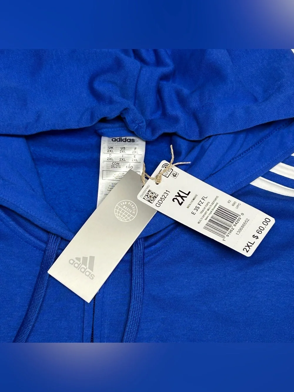 Adidas Track Mens Size 2XL Hoodie Jacket Golf Running  Activewear Full Zip NWT